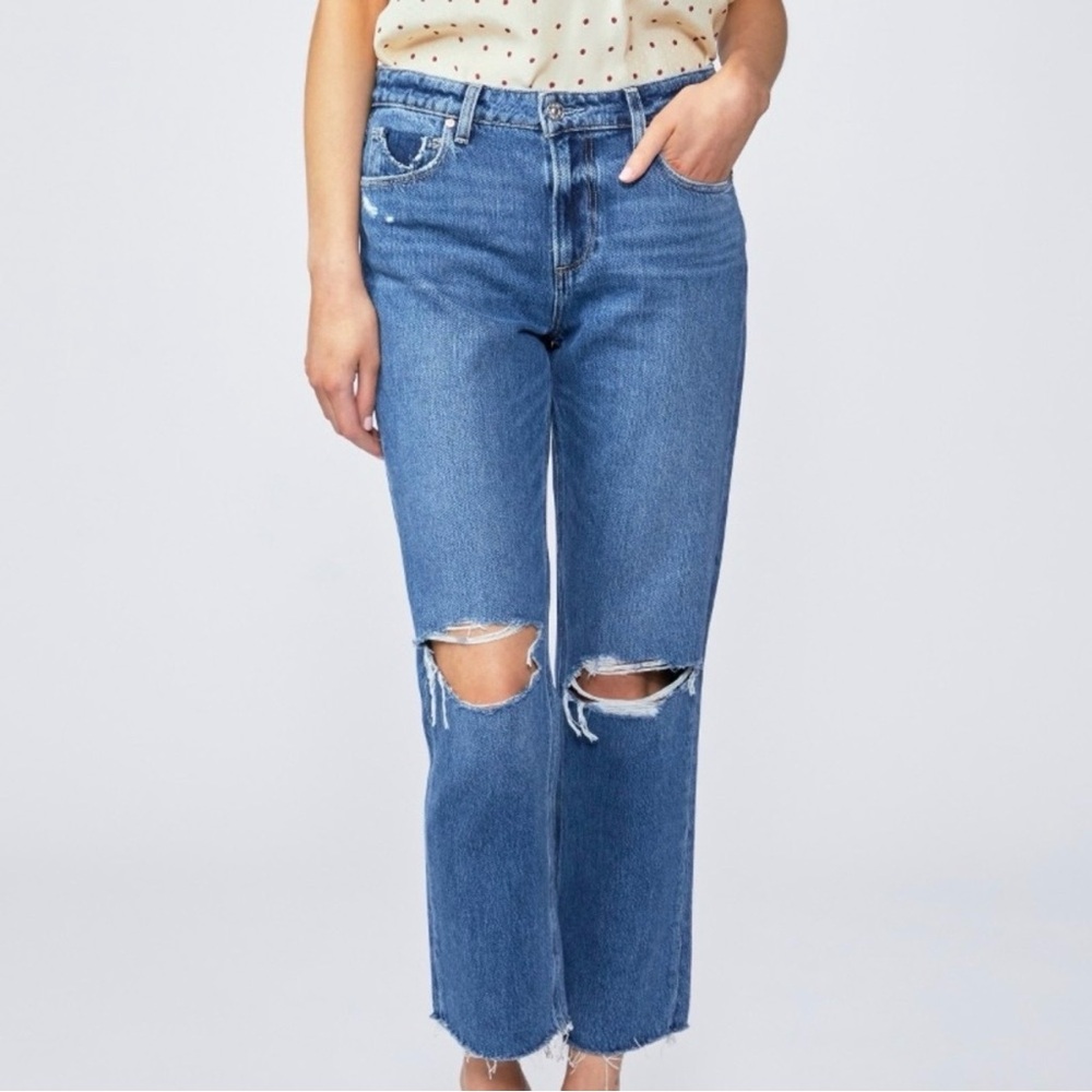 ✨ PAIGE ✨ Noella Mid Rise Straight Leg Sledge Destructed Jeans Size 29